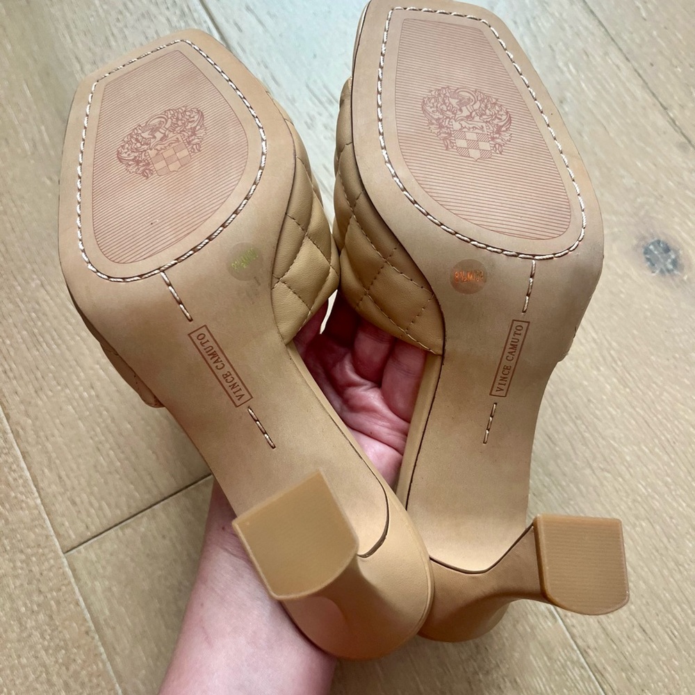 Vince Camuto Tan Quilted Heels - Picture 6 of 6